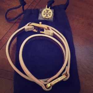 Authentic Tory Burch Cream Leather Wrap Bracelet